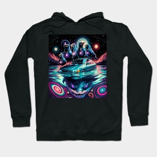 90's style crows laughing shark underneath car Hoodie